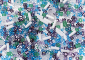 Бисер Япония " TOHO" MIX 25 г №3229 бело- зел.- гол.- фиолетовый
